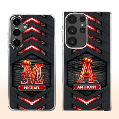 Firefighter Spirit Brave And Bold Custom Letter Helmet And Ladder - Personalized Clear Phone Case - FIF133_PHC