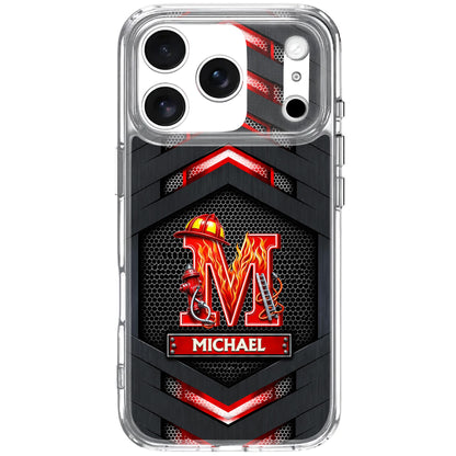 Firefighter Spirit Brave And Bold Custom Letter Helmet And Ladder - Personalized Clear Phone Case - FIF133_PHC