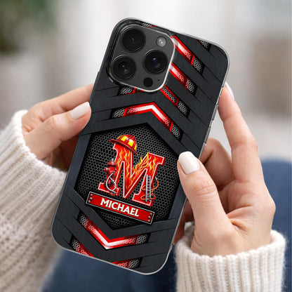 Firefighter Spirit Brave And Bold Custom Letter Helmet And Ladder - Personalized Clear Phone Case - FIF133_PHC