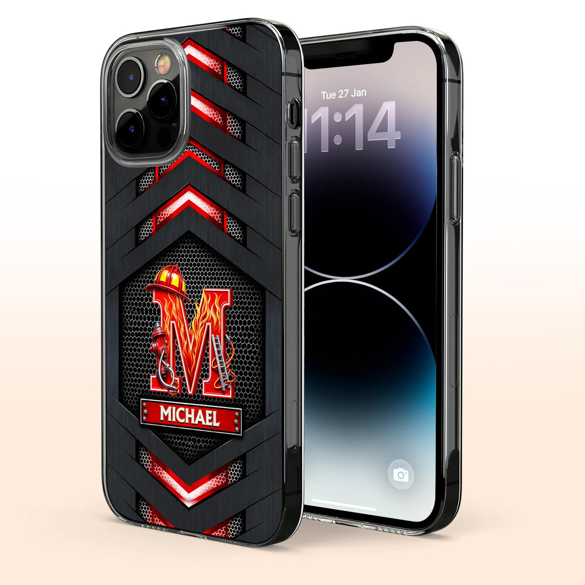 Firefighter Spirit Brave And Bold Custom Letter Helmet And Ladder - Personalized Clear Phone Case - FIF133_PHC