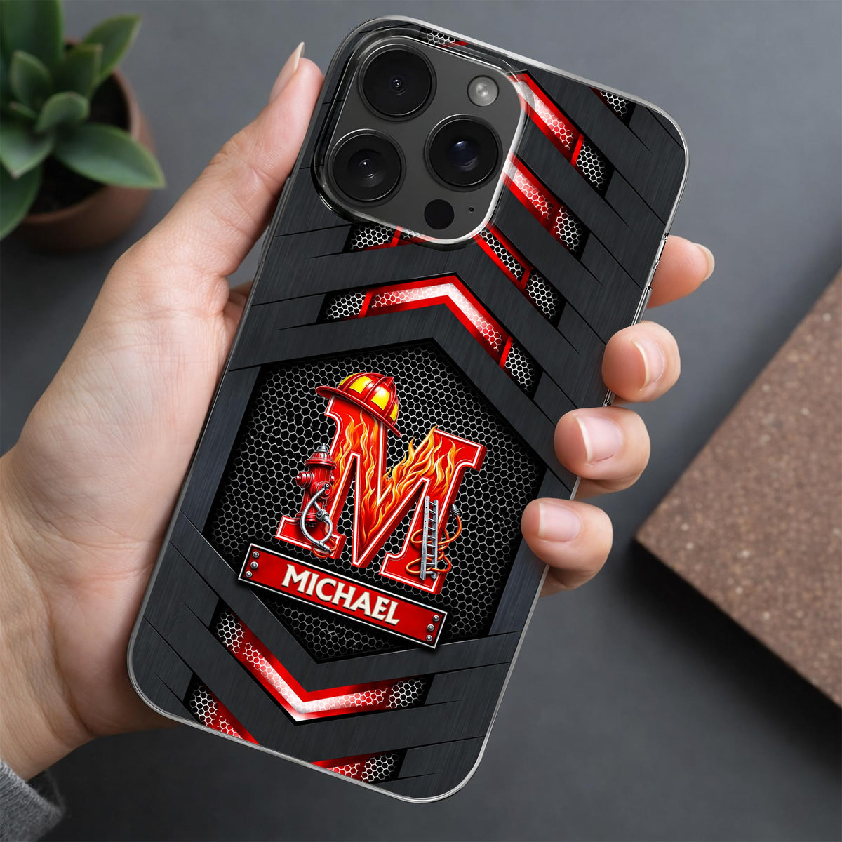 Firefighter Spirit Brave And Bold Custom Letter Helmet And Ladder - Personalized Clear Phone Case - FIF133_PHC