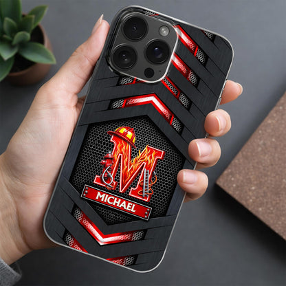 Firefighter Spirit Brave And Bold Custom Letter Helmet And Ladder - Personalized Clear Phone Case - FIF133_PHC