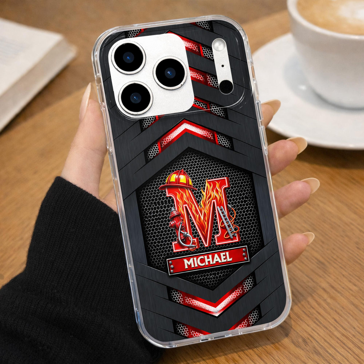 Firefighter Spirit Brave And Bold Custom Letter Helmet And Ladder - Personalized Clear Phone Case - FIF133_PHC
