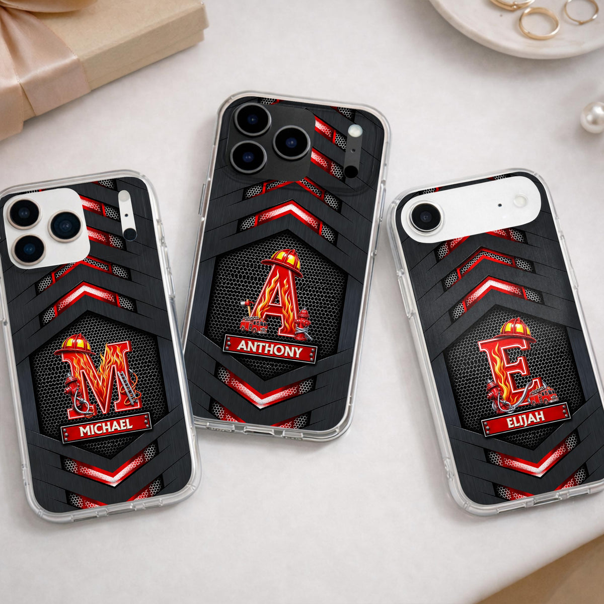 Firefighter Spirit Brave And Bold Custom Letter Helmet And Ladder - Personalized Clear Phone Case - FIF133_PHC