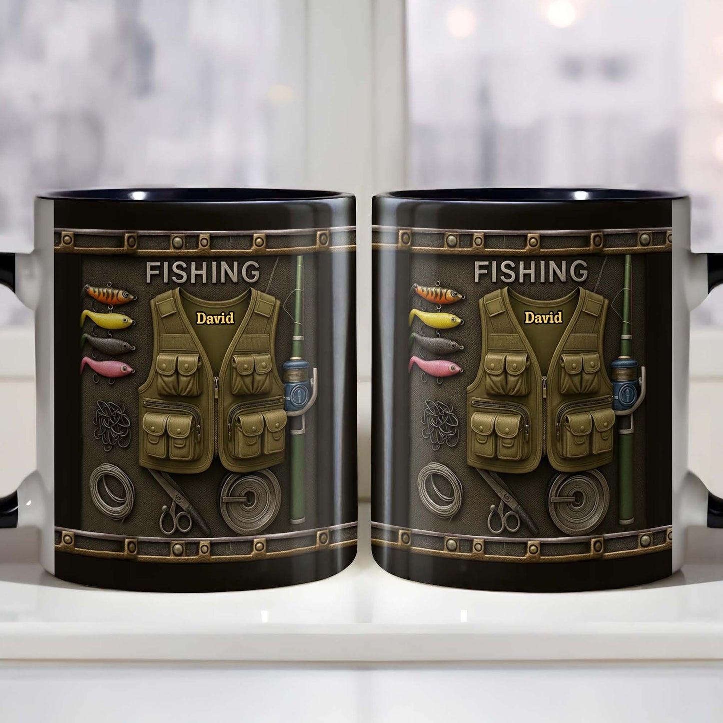 Customizable Fishing-Themed Design With Vest and Lures