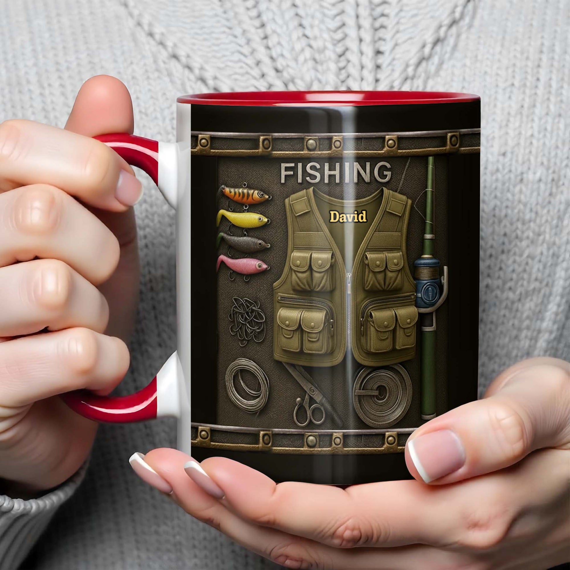 Customizable Fishing-Themed Design With Vest and Lures