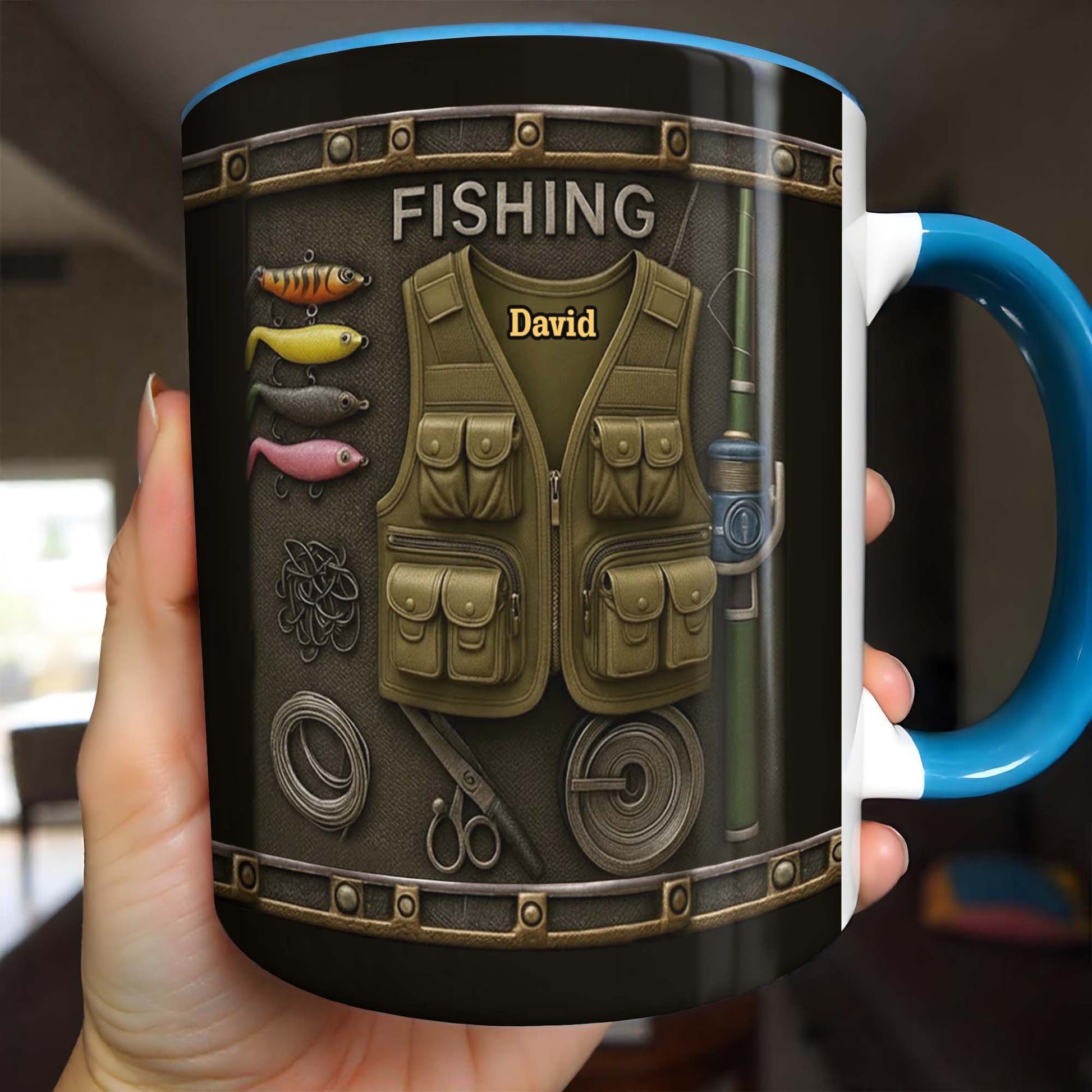 Customizable Fishing-Themed Design With Vest and Lures