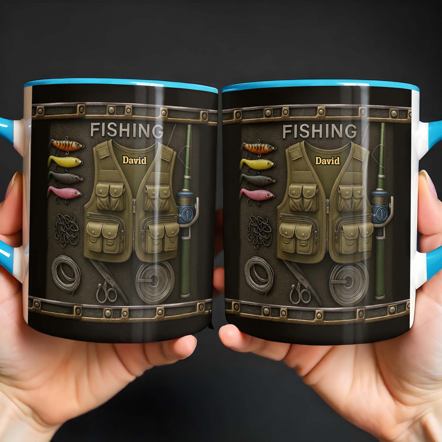 Customizable Fishing-Themed Design With Vest and Lures