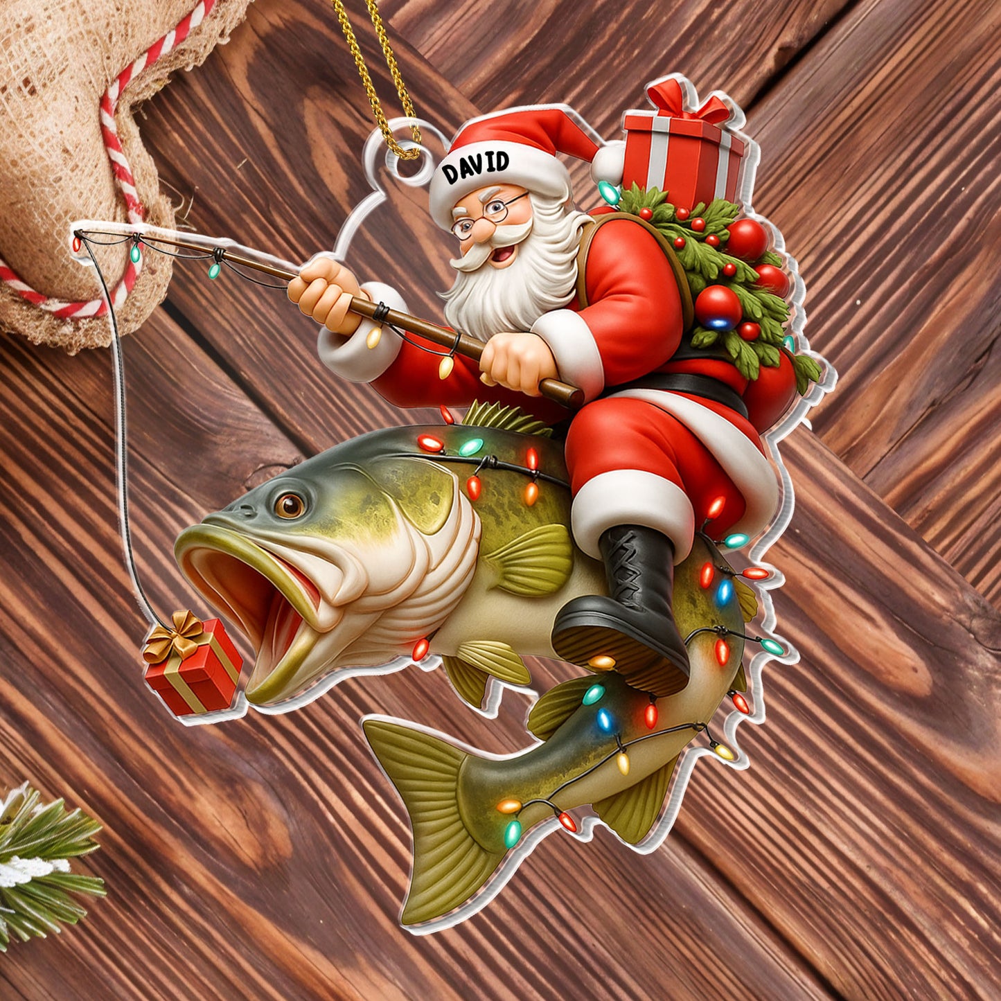Catch The Christmas Spirit With Santa Fishing Ornament