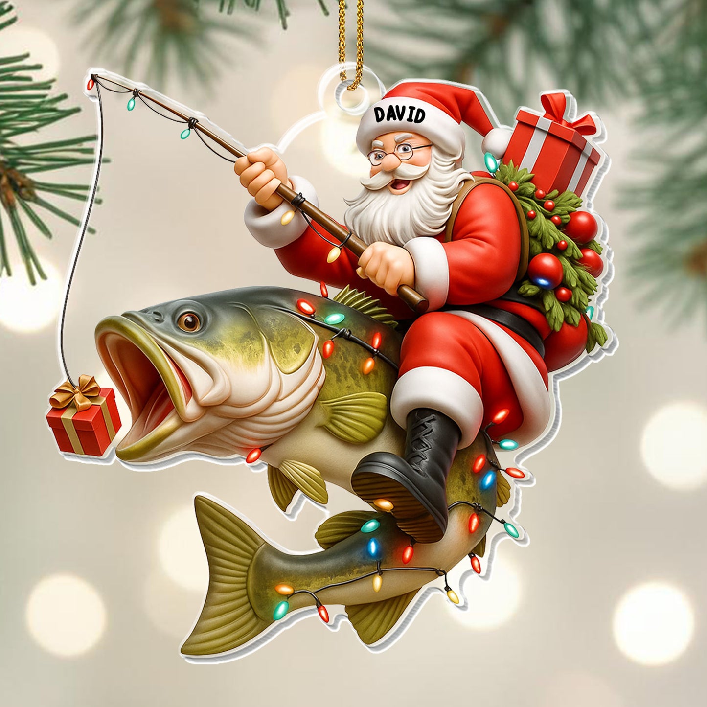 Catch The Christmas Spirit With Santa Fishing Ornament