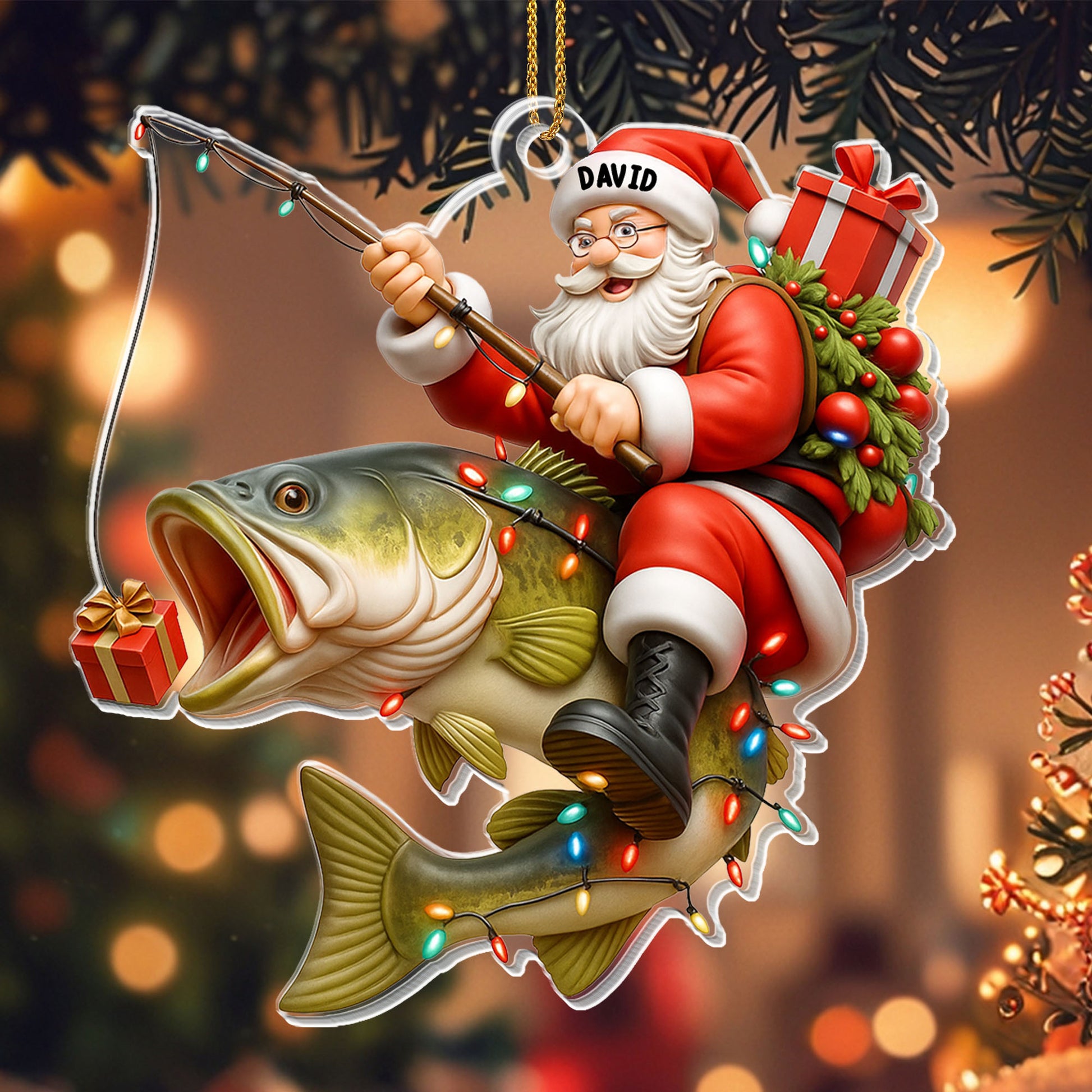 Catch The Christmas Spirit With Santa Fishing Ornament