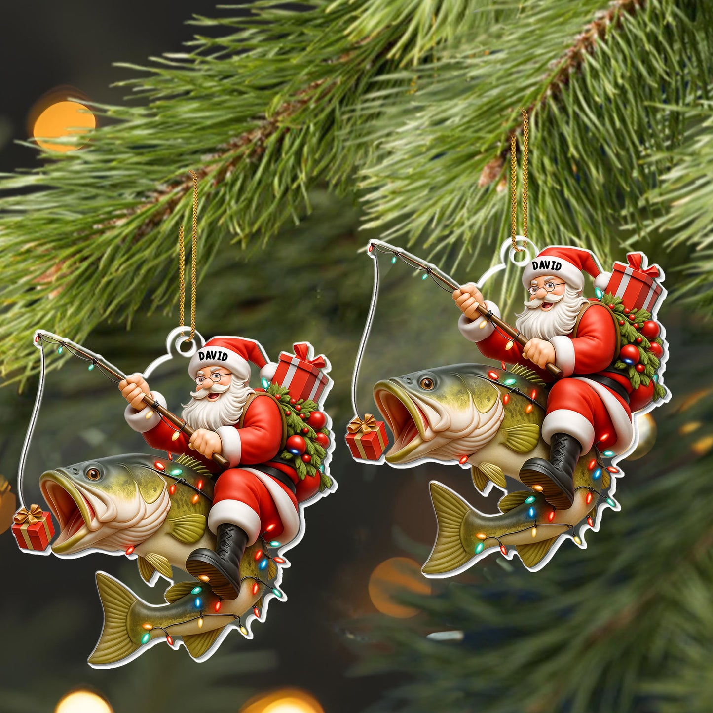 Catch The Christmas Spirit With Santa Fishing Ornament