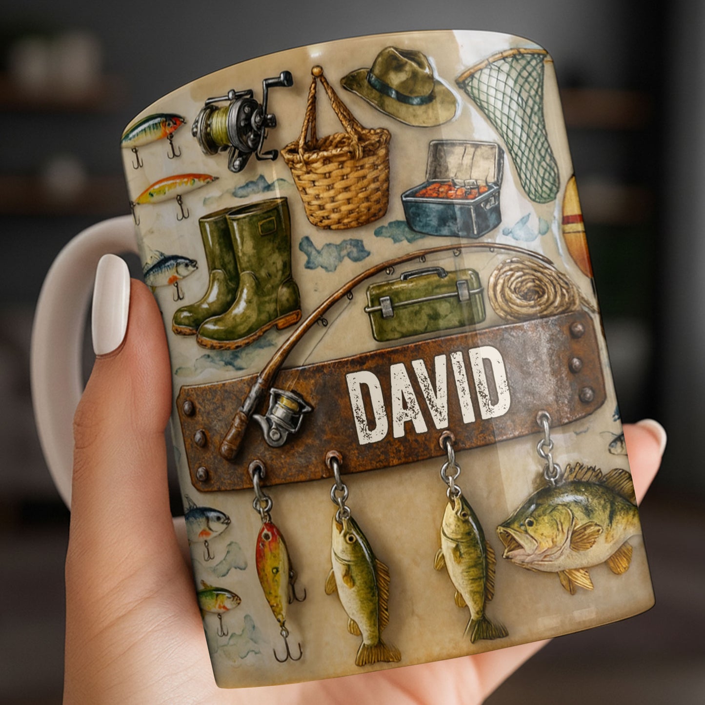 Customizable Design For Fishing Enthusiasts With Fishing Gear