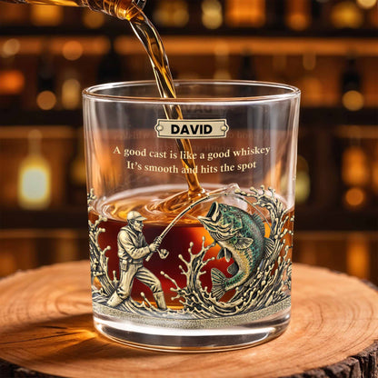 A Good Cast Is Like A Good Whiskey, Whiskey Glass For Fishing Enthusiasts