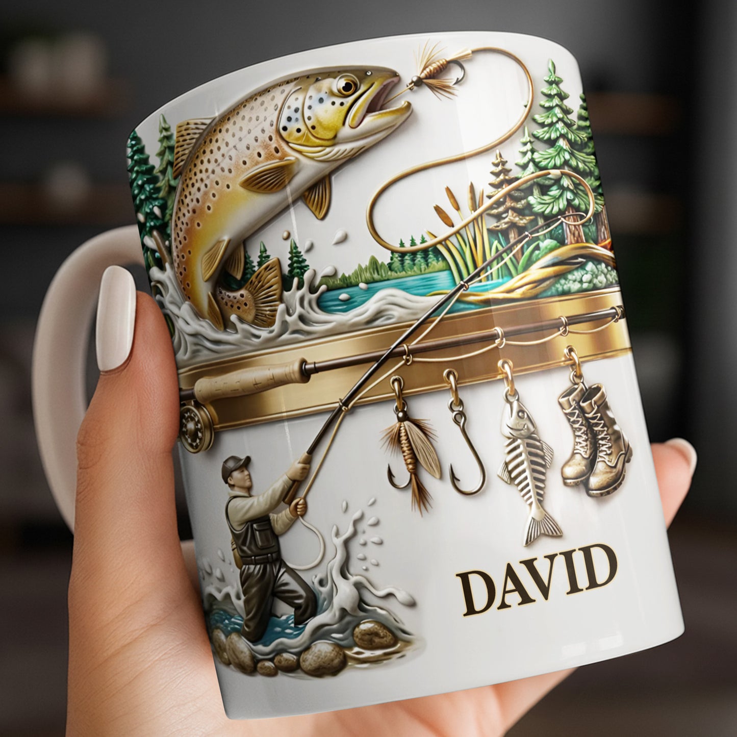 Personalized Gift For Fishing Enthusiasts With Fisherman And Lures