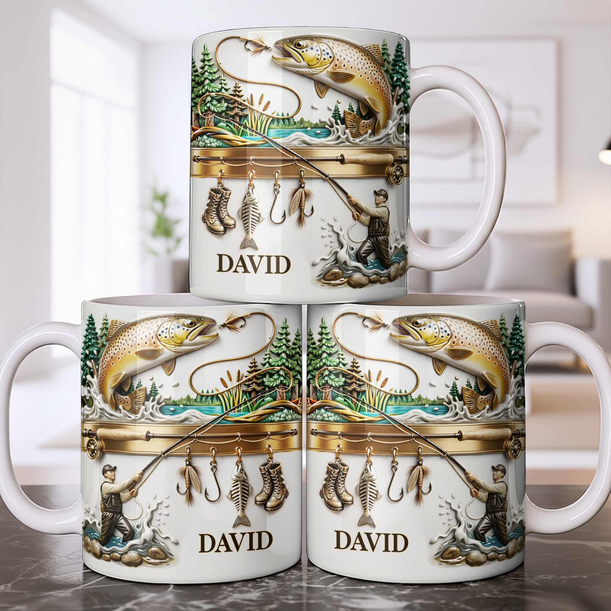 Personalized Gift For Fishing Enthusiasts With Fisherman And Lures