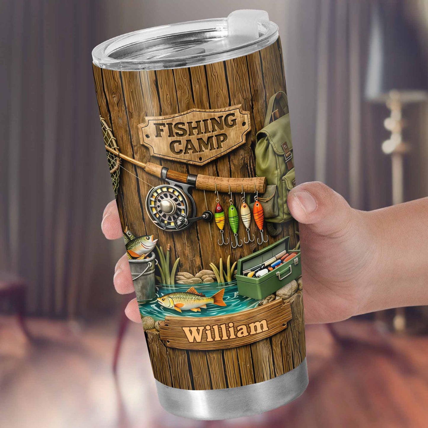 Fishing Camp With Fishing Gear and Fish