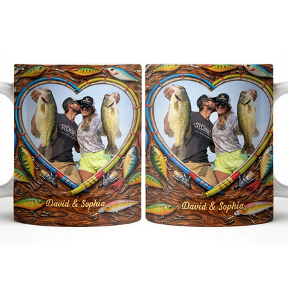 Hooked On Love Forever Fishing Rod Heart With Fish Lures - Personalized Custom Coffee Mug - FISH029_MG