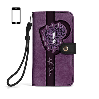 Petits cœurs - Portefeuille en cuir personnalisé pour téléphone - FM002_PW