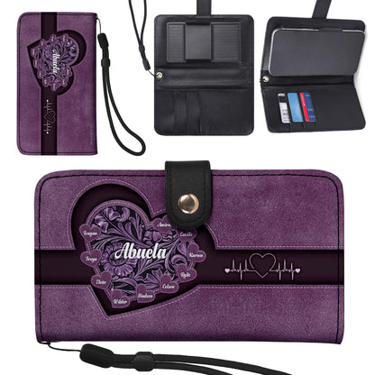 Petits cœurs - Portefeuille en cuir personnalisé pour téléphone - FM002_PW