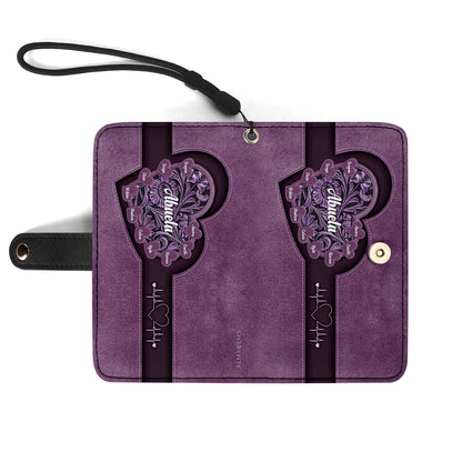 Petits cœurs - Portefeuille en cuir personnalisé pour téléphone - FM002_PW