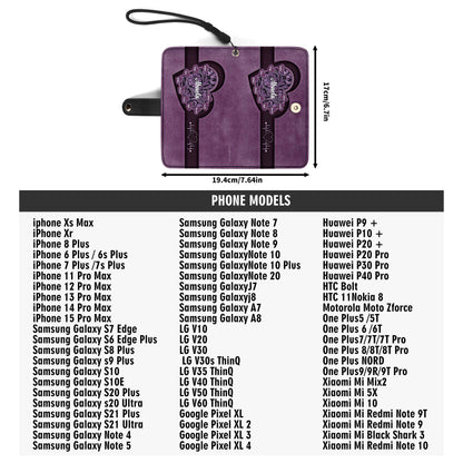 Petits cœurs - Portefeuille en cuir personnalisé pour téléphone - FM002_PW