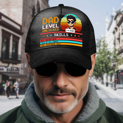 Nivel de papá desbloqueado: gorra de béisbol personalizada especial, gorra de béisbol con estampado completo - FM004_BAC