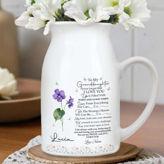 To My Granddaughter, Pride And Joy With Flowers And Hearts