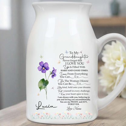 To My Granddaughter, Pride And Joy With Flowers And Hearts