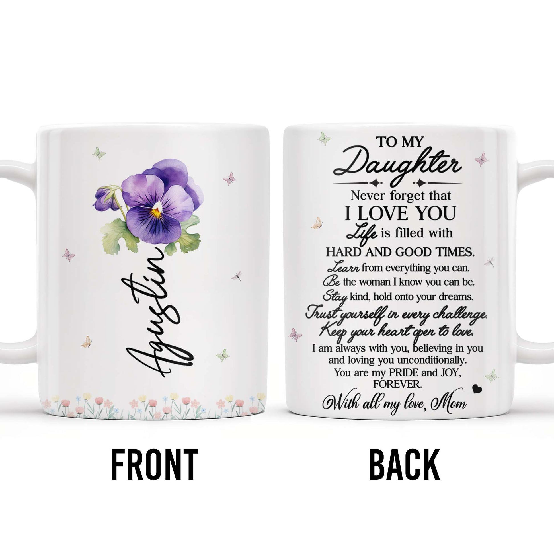 To My Daughter with Pansy Flower and Butterflies