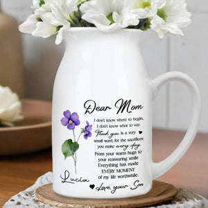 Querida Mamá, No Sé Por Dónde Empezar - Flores - Florero de Cerámica Personalizado - FM027_CEV