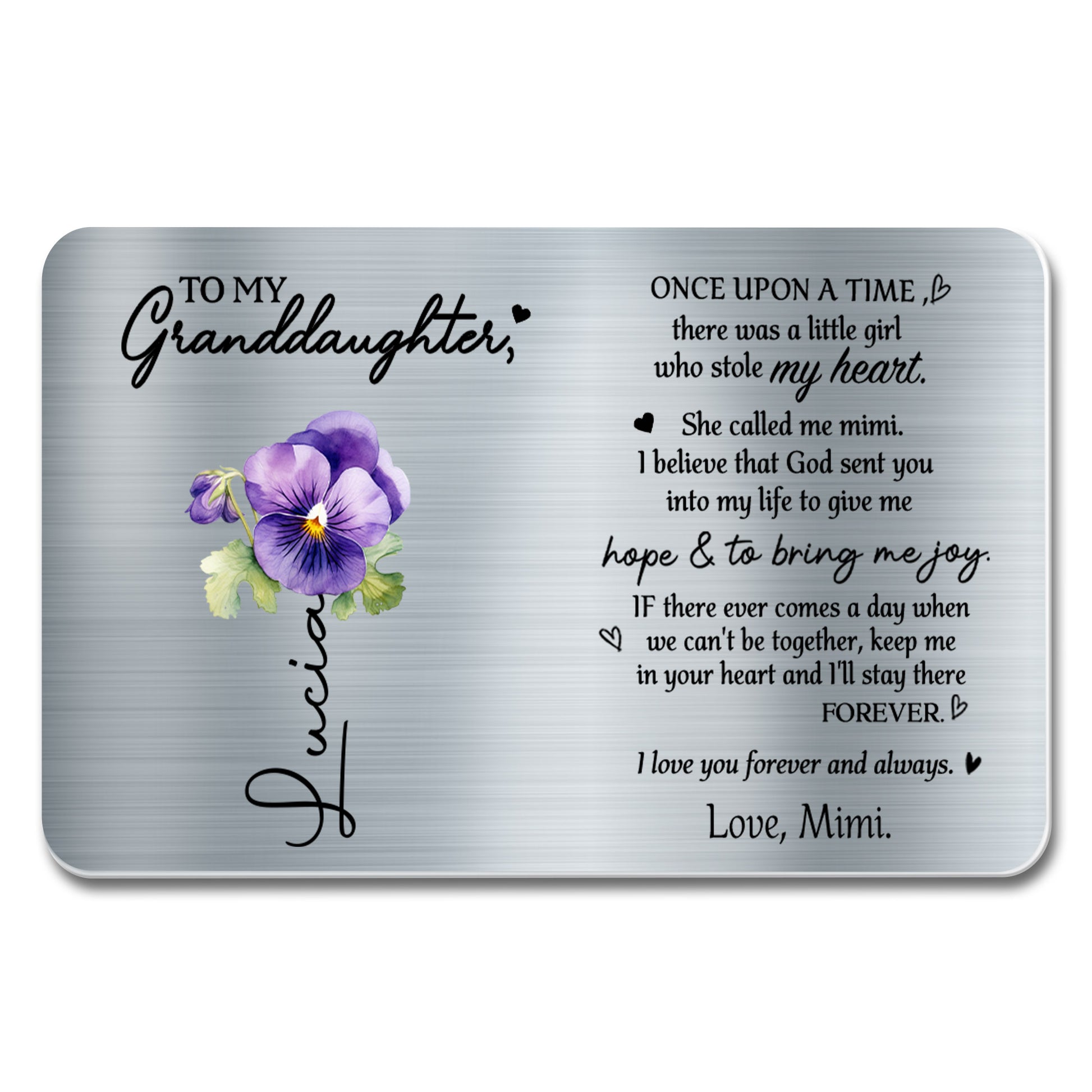 Eternal Love Message With Pansy Flower For Granddaughter