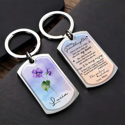 Love Forever and Always, Granddaughter Flower Heart Keychain