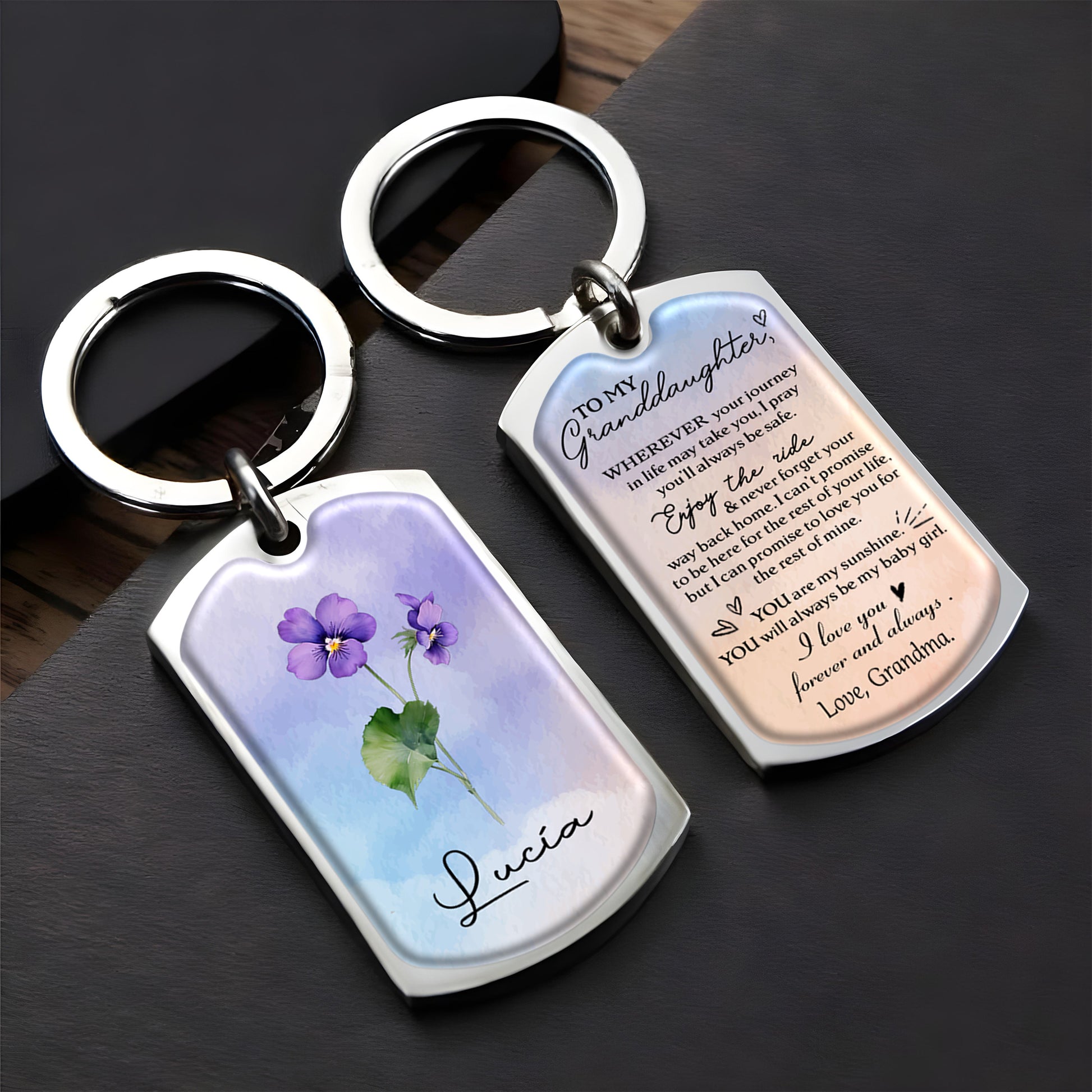 Granddaughter Sunshine Journey Forever Love Keychain