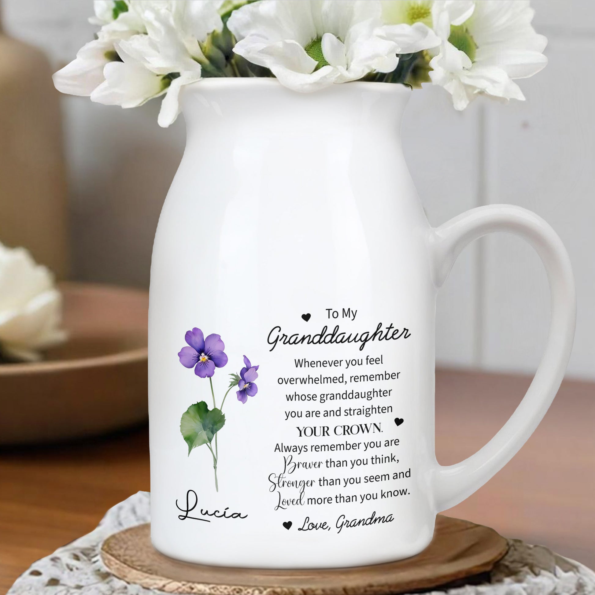 Straighten Your Crown Granddaughter Flower Vase