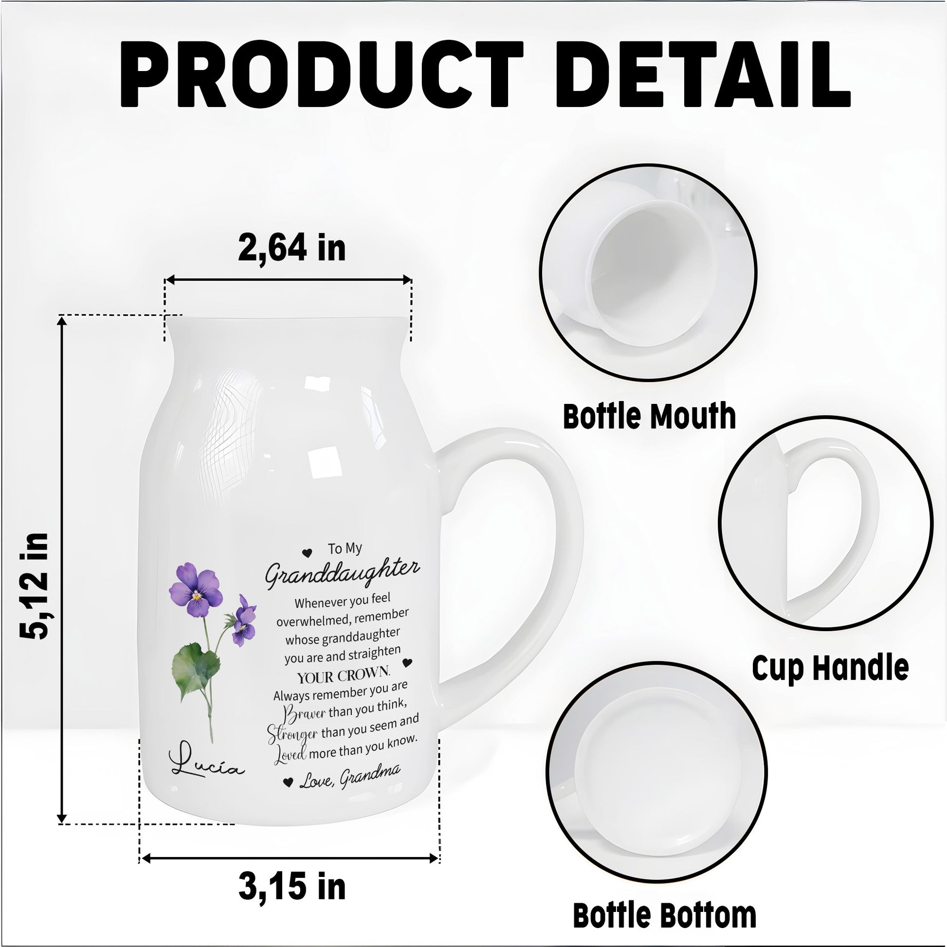 Straighten Your Crown Granddaughter Flower Vase