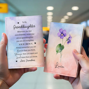 Funda para pasaporte con un hermoso diseño de flores de acuarela - Funda para pasaporte personalizada, porta pasaporte - FM032_PPH
