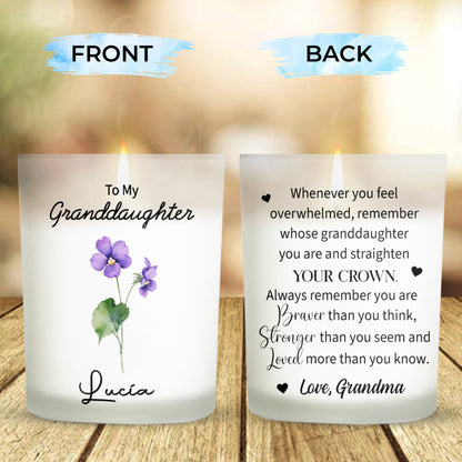 To My Granddaughter Braver Stronger Loved Floral And Crown Design