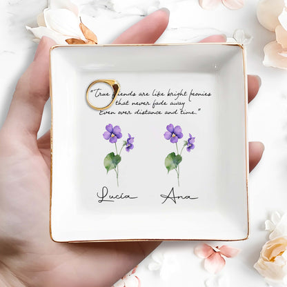 Les vrais amis sont comme des pivoines éclatantes - Plat à bijoux personnalisé - FM033_SCRD