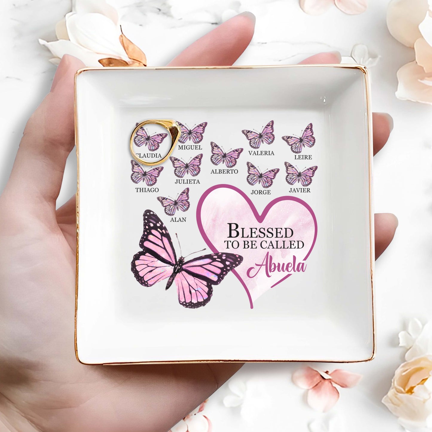 Blessed To Be Called Grandma, Nana, Abuela - Personalized Custom Jewelry Dish - FM036_SCRD