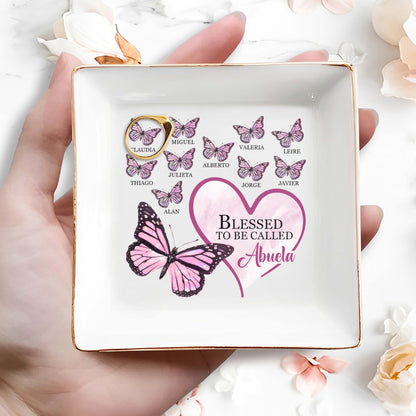 Blessed To Be Called Grandma, Nana, Abuela - Personalized Custom Jewelry Dish - FM036_SCRD
