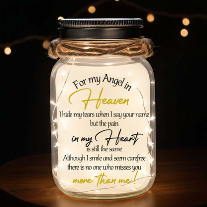 Pour mon ange au paradis – Lampe personnalisée en pot Mason – FM045_JARL