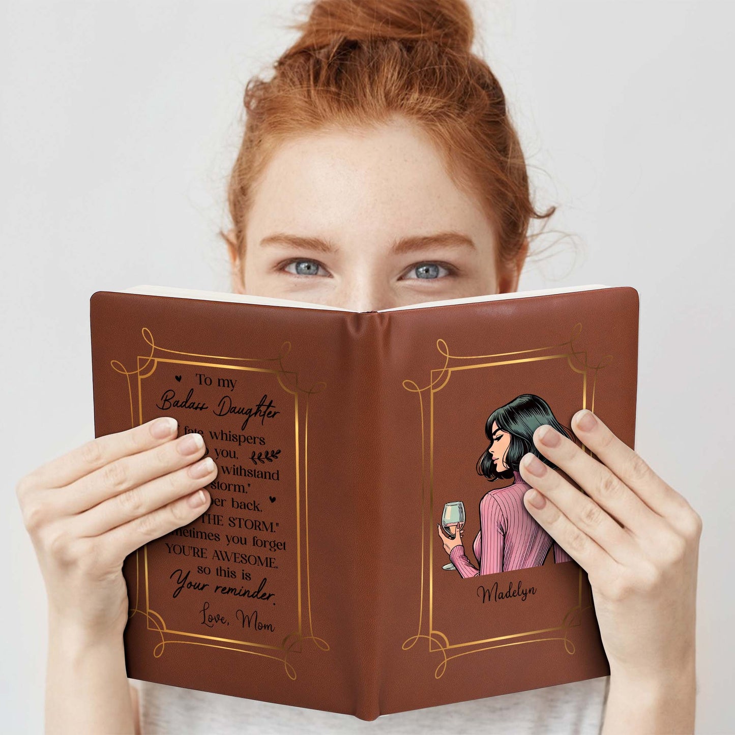 To My Badass Daughter Storm Reminder From Mom - Personalized Custom Leather Journal - FM116_JRNL