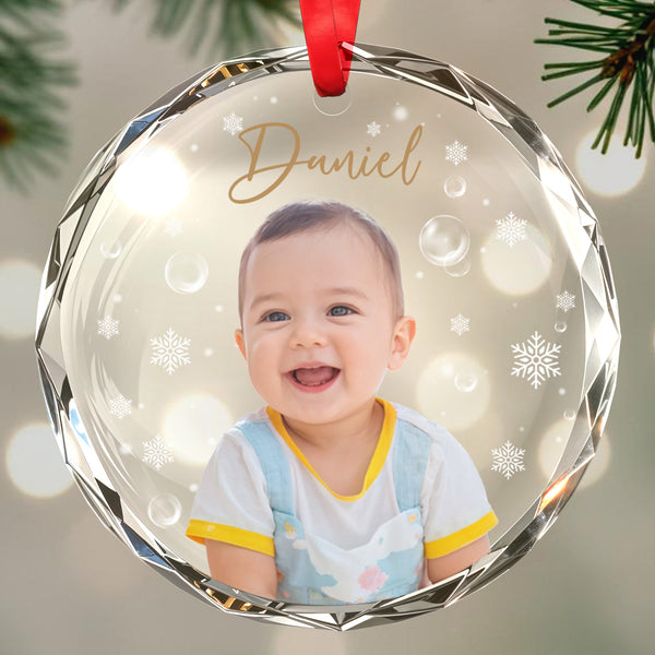 Alegría y amor en estas fiestas - Adorno circular de cristal personalizado - FM135_CGOR 