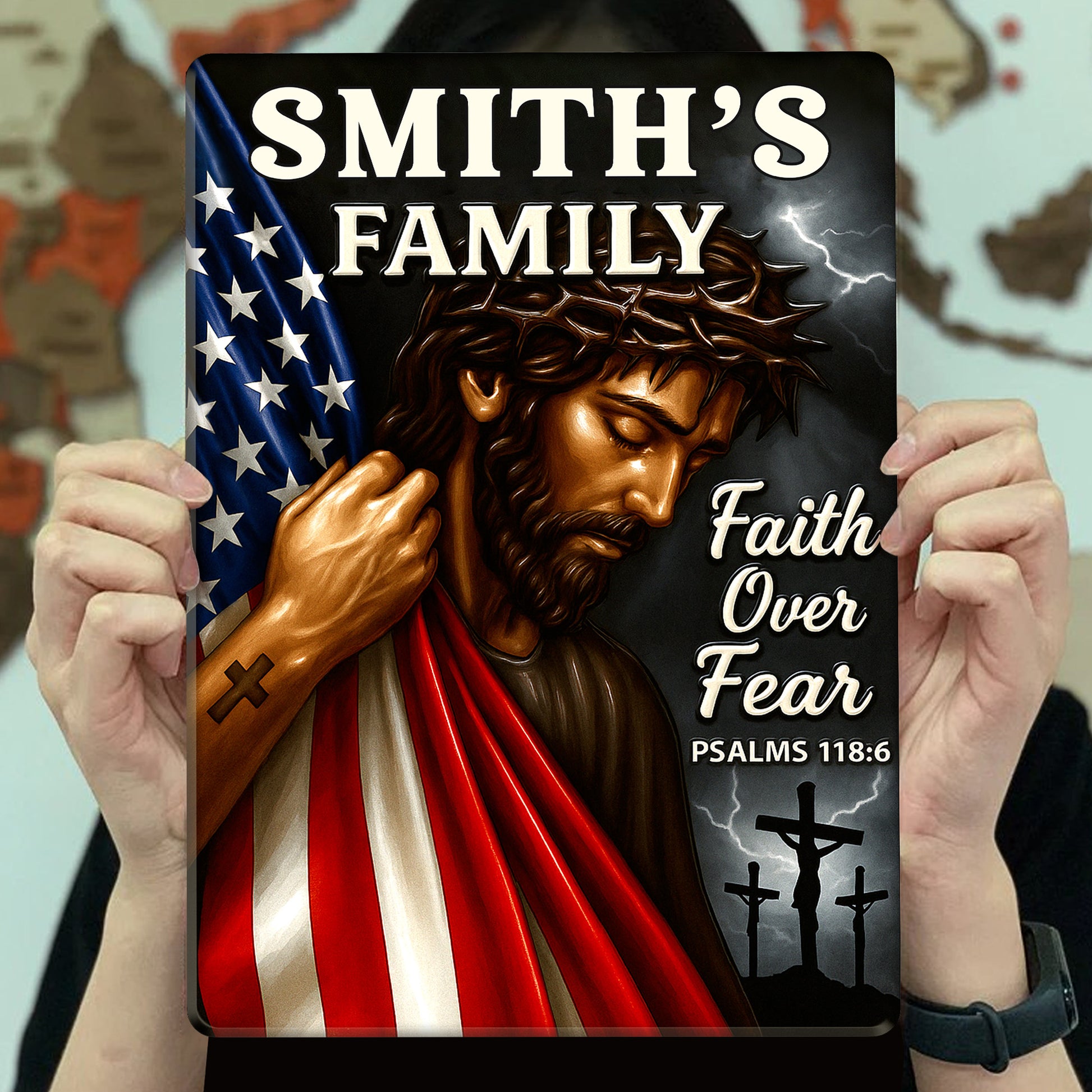 Faith Over Fear, Psalms 118:6, Jesus And American Flag