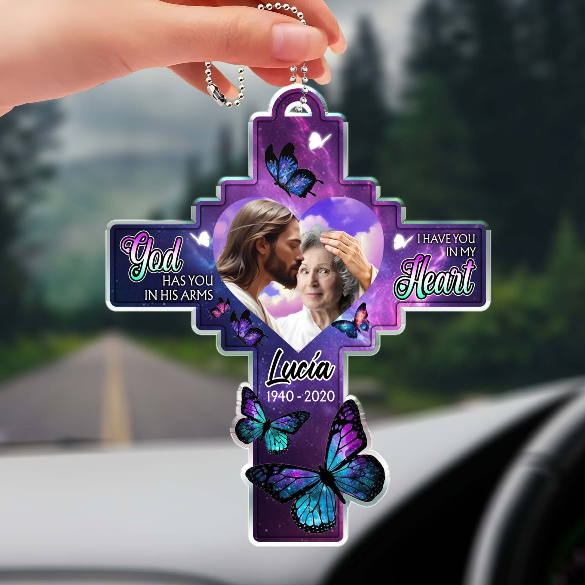 Butterflies And Heart Shape Memorial Custom Design Ornament