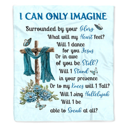 I Can Only Imagine Christian Hymn with Cross, Flowers, and Butterflies