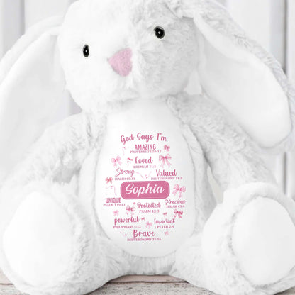 God Says I'm Amazing Loved Strong, Religious Symbols Bunny