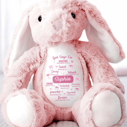 God Says I'm Amazing Loved Strong, Religious Symbols Bunny