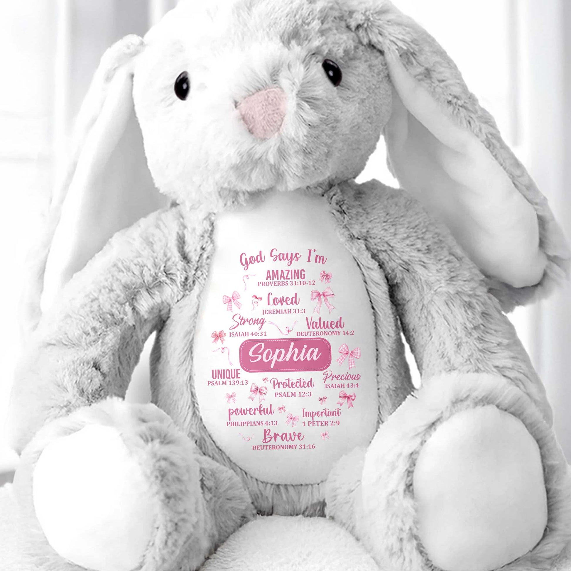 God Says I'm Amazing Loved Strong, Religious Symbols Bunny